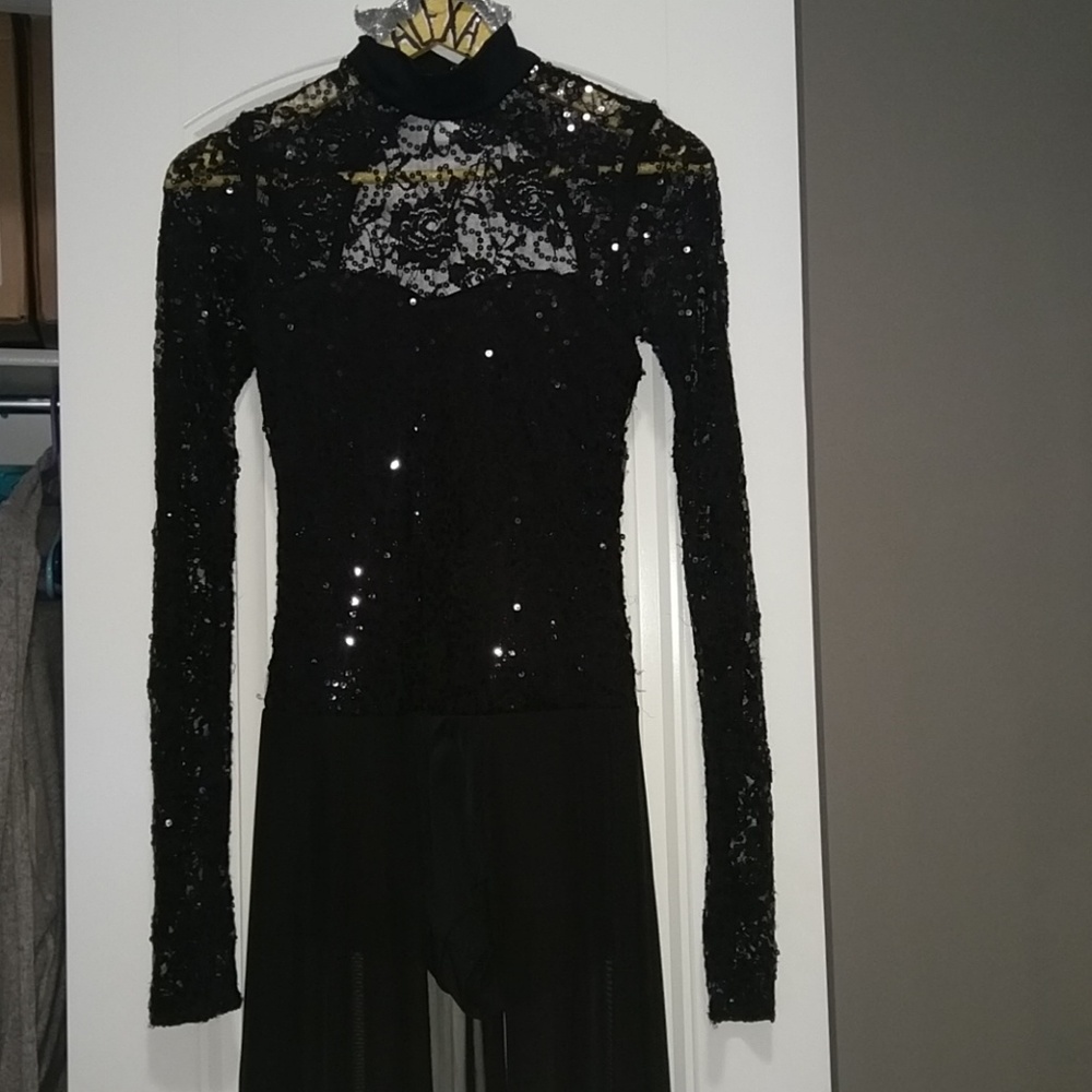 Black sequined dance costume